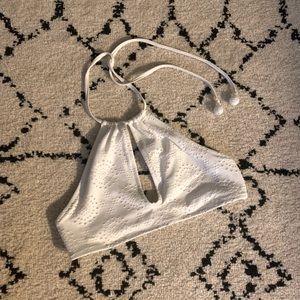White halter neck bikini top